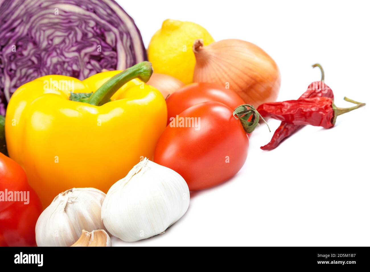 Set fresh vegetables isolated on white background Stock Photo - Alamy