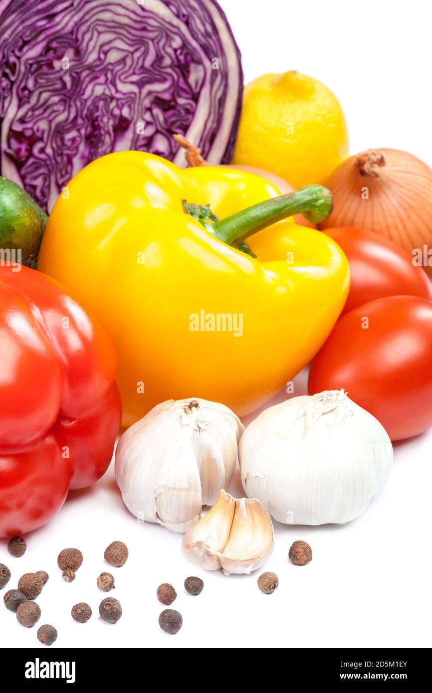 Set fresh vegetables isolated on white background Stock Photo - Alamy