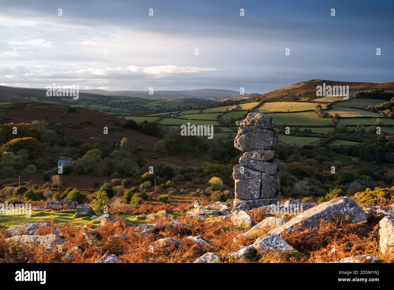 Dartmoor National Park, Devon, UK. 13th Oct, 2020. UK Weather: Late afternoon light and golden autumnal colour in the landscape near Hound Tor, Dartmoor National Park, Devon. Credit: Celia McMahon/Alamy Live News Stock Photo