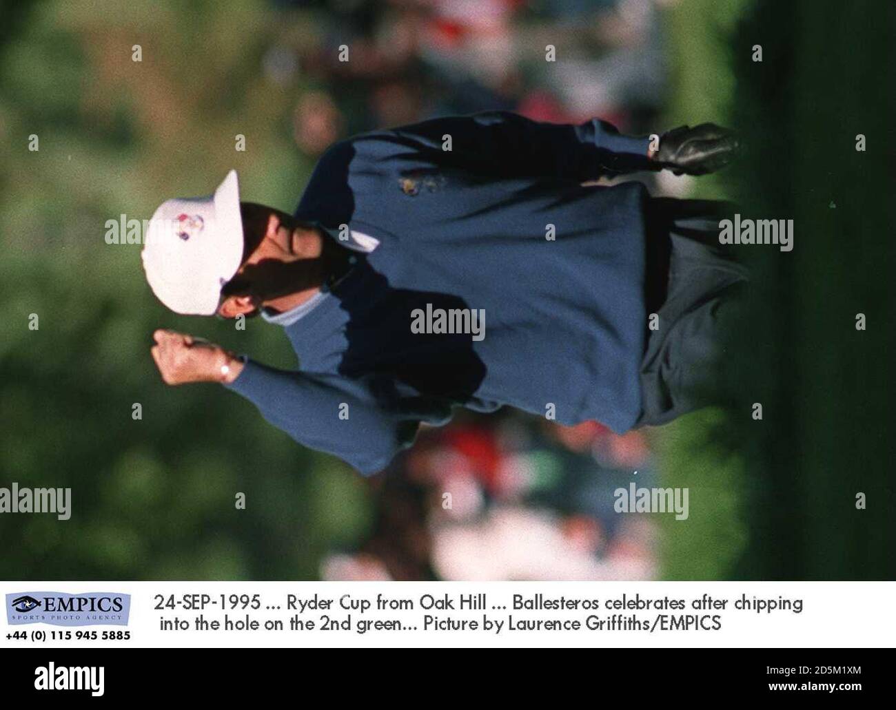 24-SEP-1995 ... Ryder Cup from Oak Hill ... Ballesteros celebrates after chipping into the hole on the 2nd green.  Picture by Laurence Griffiths/EMPICS Stock Photo