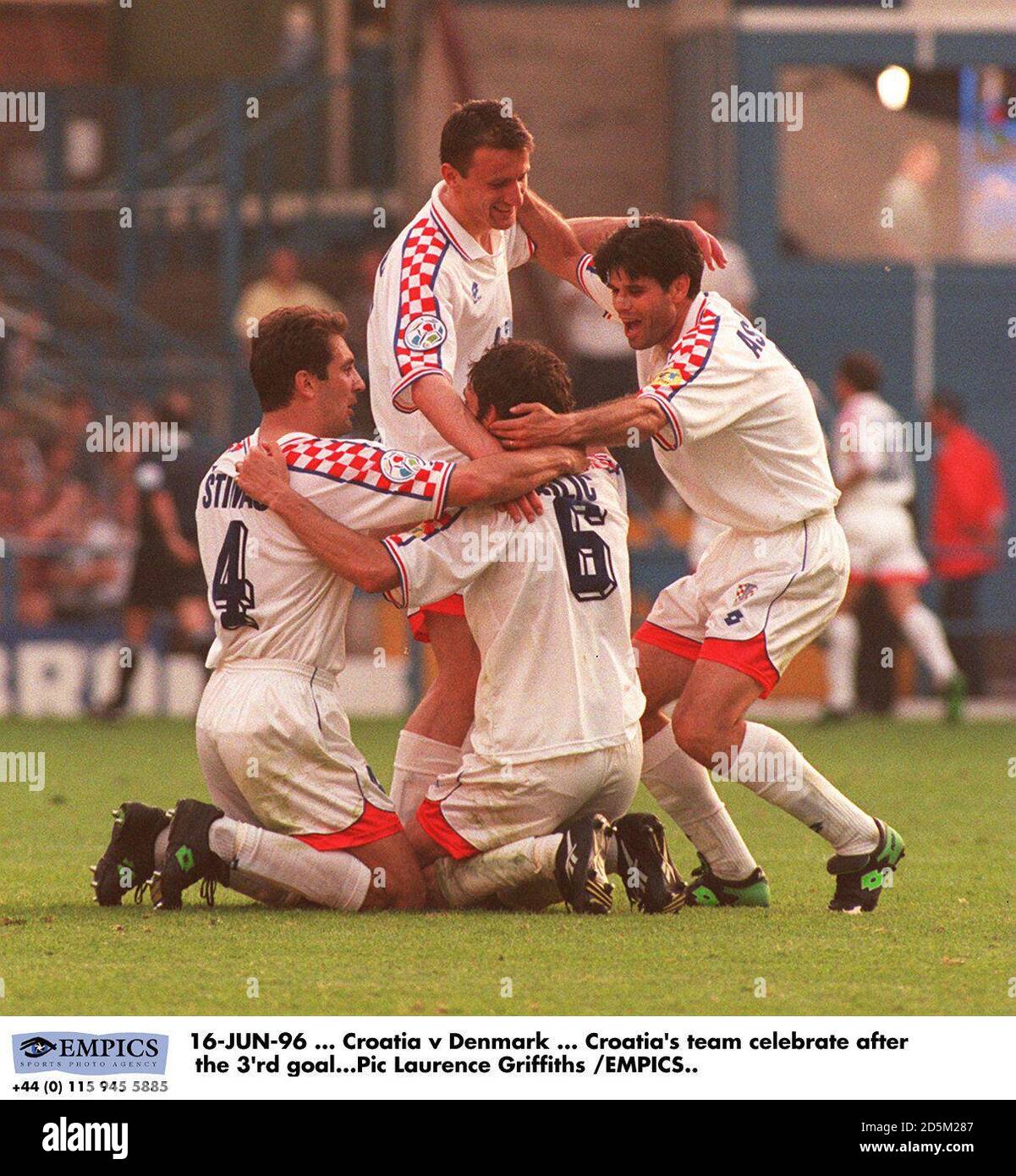 16-JUN-96 ... Croatia v Denmark ... Croatia's team celebrate after the 3'rd goal Stock Photo