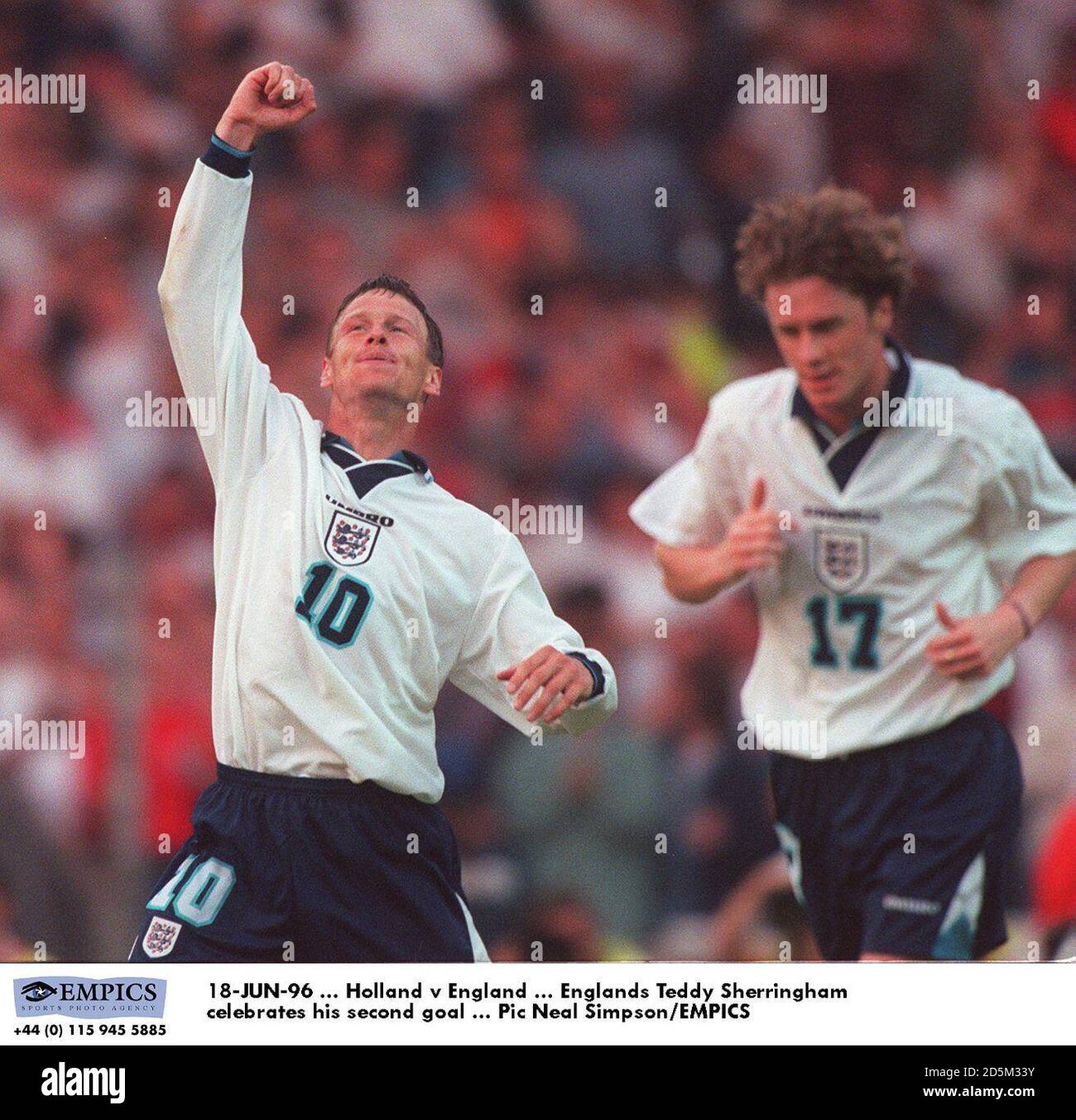 18-JUN-96 ... Holland v England ... Englands Teddy Sheringham celebrates his second goal Stock Photo
