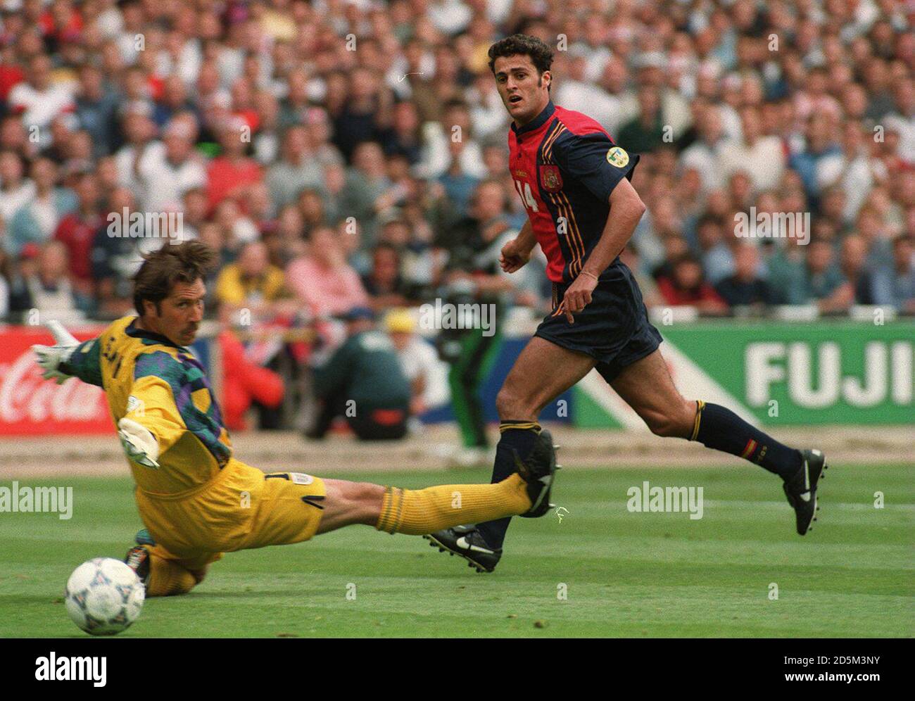22-JUN-96 ..England v Spain ... Spain's Francisco Narvaez Kiko scores past the outstretched David Seaman but is ruled off side Stock Photo