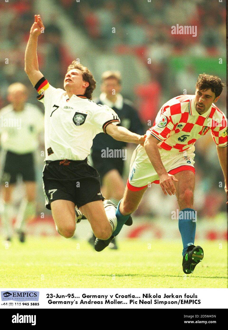 Nikola Jerkan fouls Germany's Andreas Moller Stock Photo Alamy