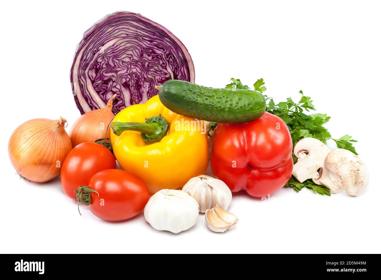 Set fresh vegetables isolated on white background Stock Photo - Alamy