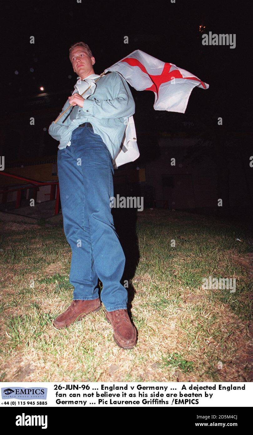 26-JUN-96 ... England v Germany ...  A dejected England fan can not believe it as his side are beaten by Germany Stock Photo