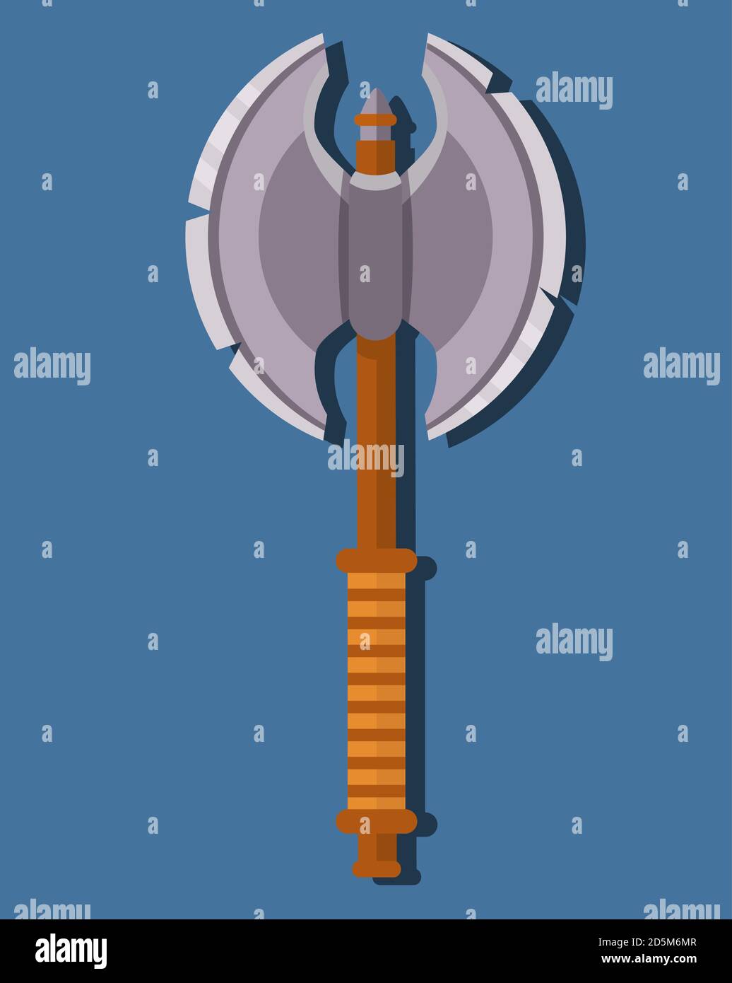Medieval pole-axe. Game weapon fighting axe cartoon. Stock Vector