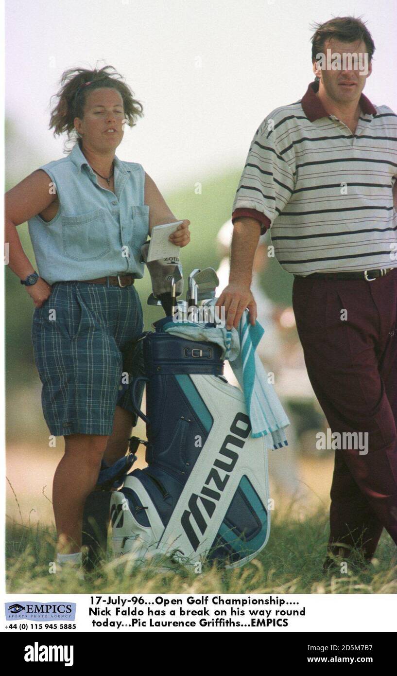 17-July-96. Open Golf Championship. Nick Faldo has a break on his way round today Stock Photo