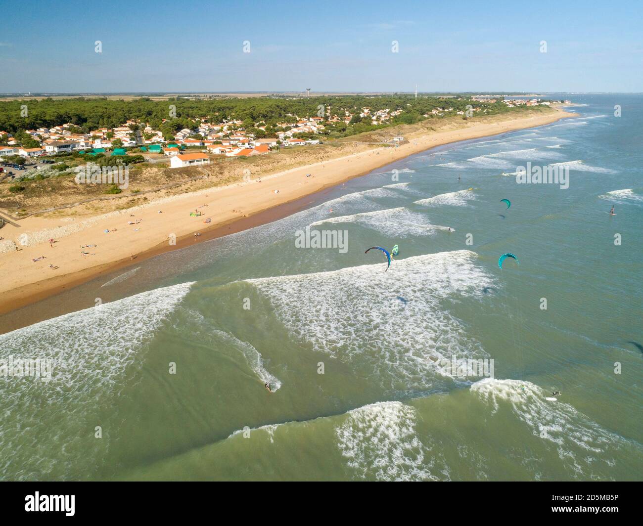 La TranchesurMer (centralwestern France) aerial view of the beach “plage du Phare”, renowned La TranchesurMer (centralwestern France) aerial view of the beach “plage du Phare”, renowned