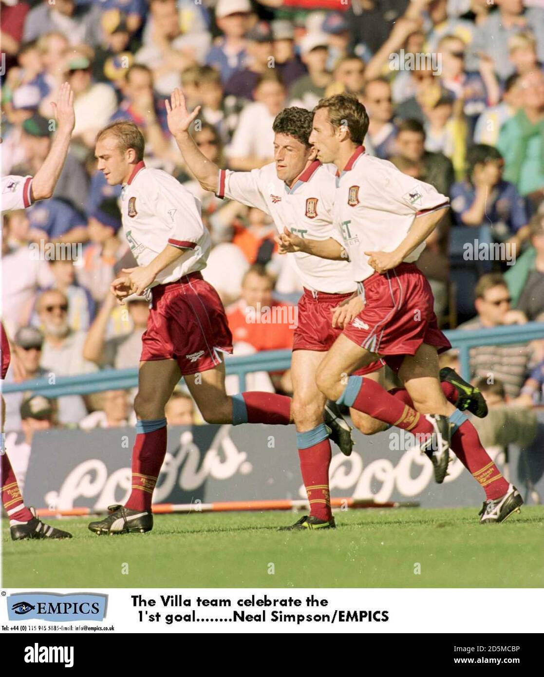 The Villa team Andy Townsend celebrate the 1'st goal. Neal Simpson/EMPICS Stock Photo