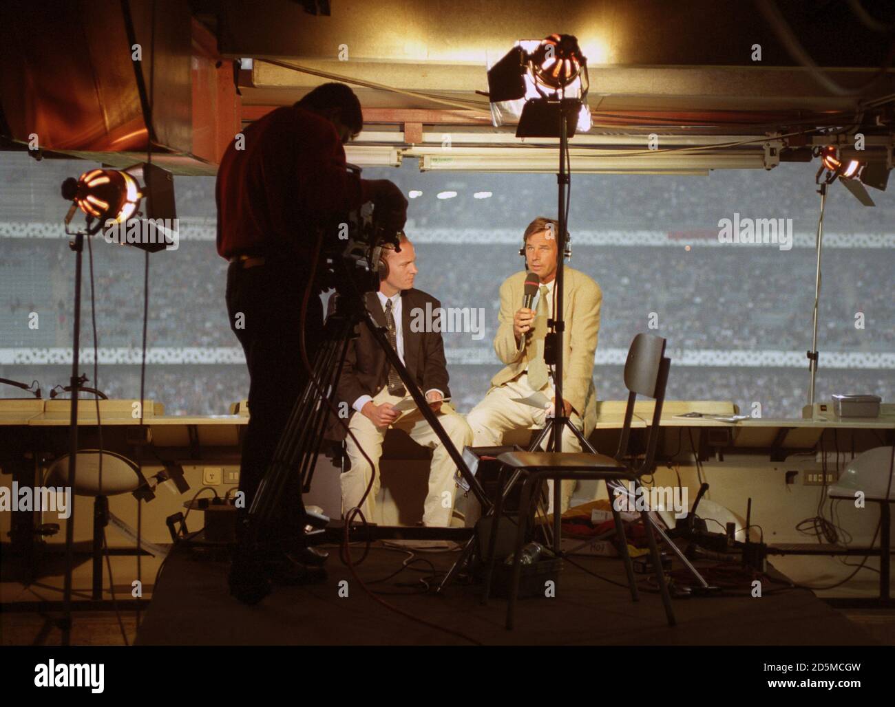 The TV studio covering the match Stock Photo
