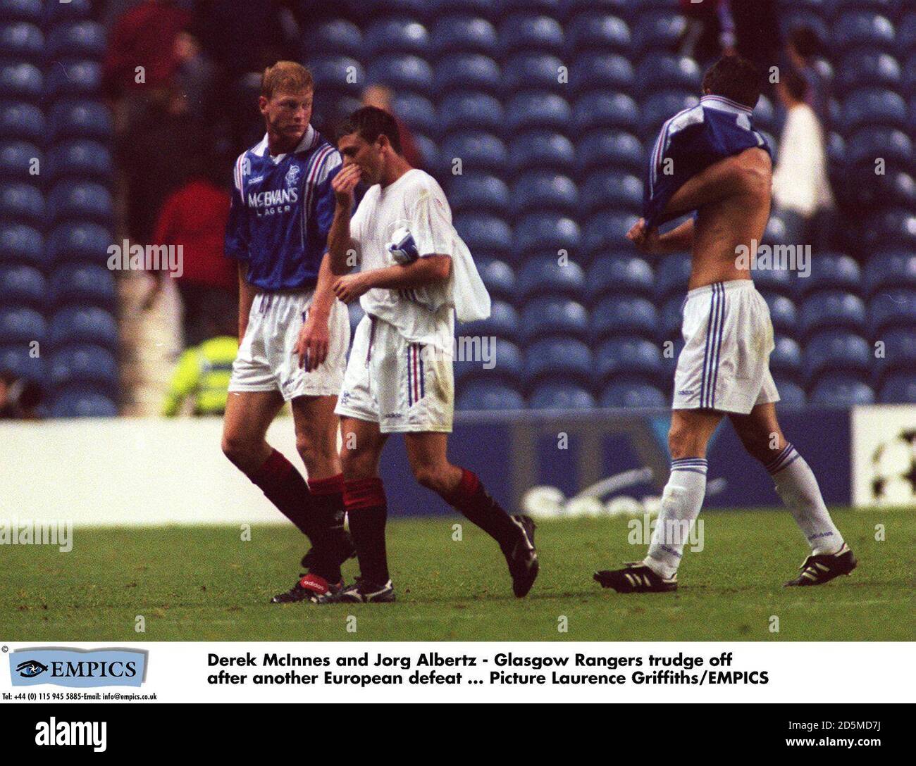 Derek McInnes and Jorg Albertz - Glasgow Rangers trudge off after another European defeat ... Picture Laurence Griffiths/EMPICS Stock Photo