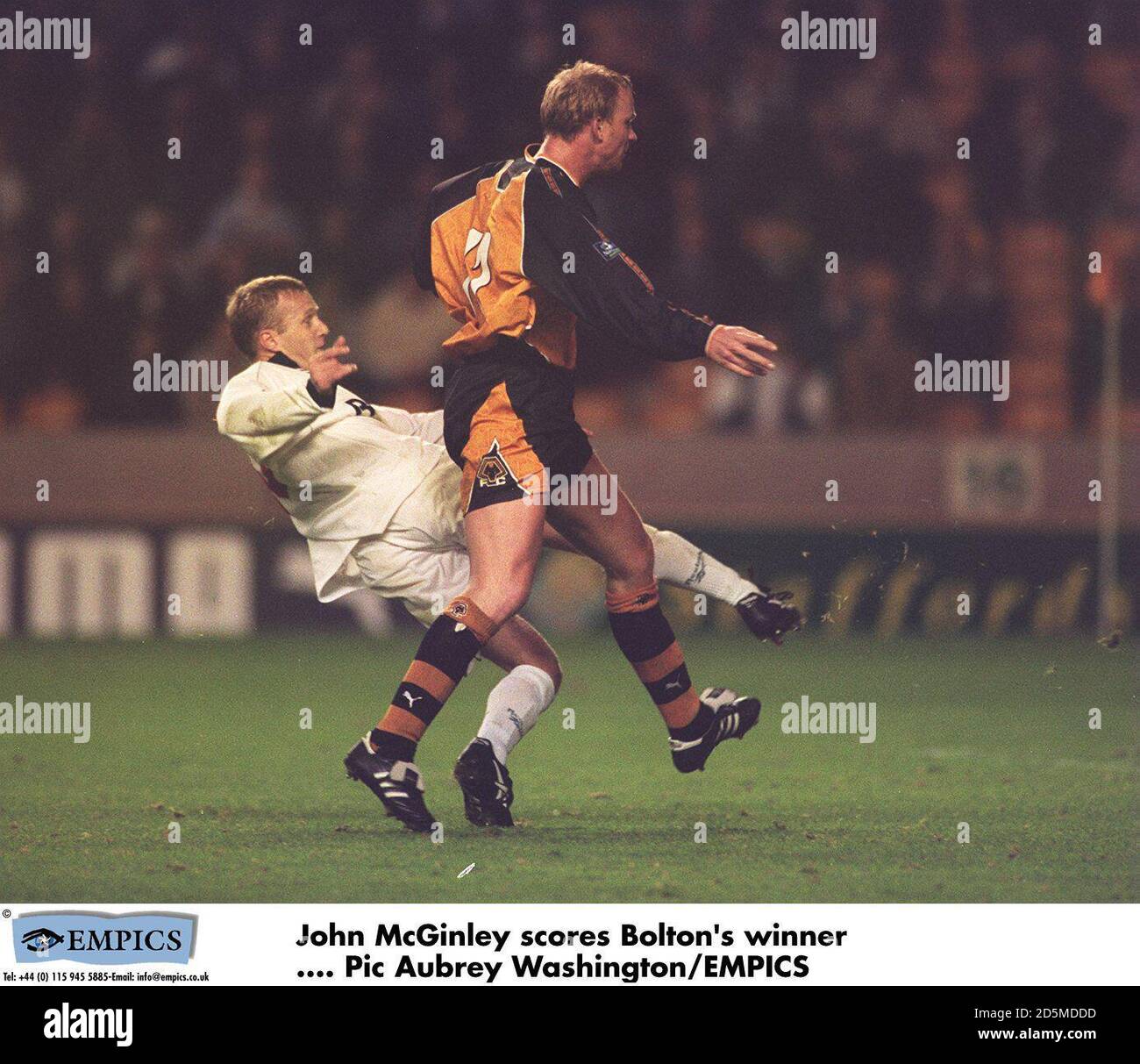 John McGinlay scores Bolton's winning goal Stock Photo Alamy