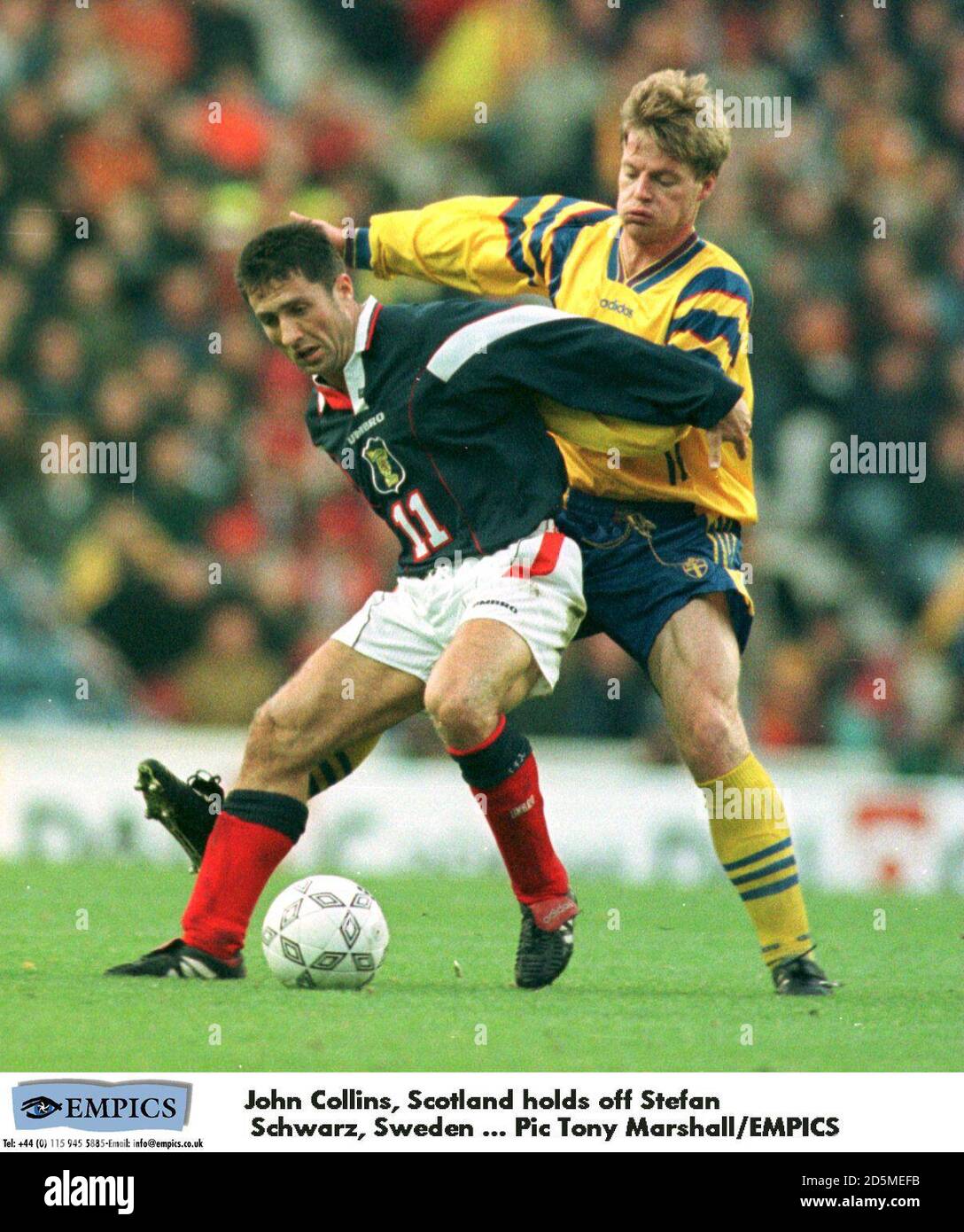 John Collins Scotland Holds Off Stefan Schwarz Sweden Stock Photo Alamy