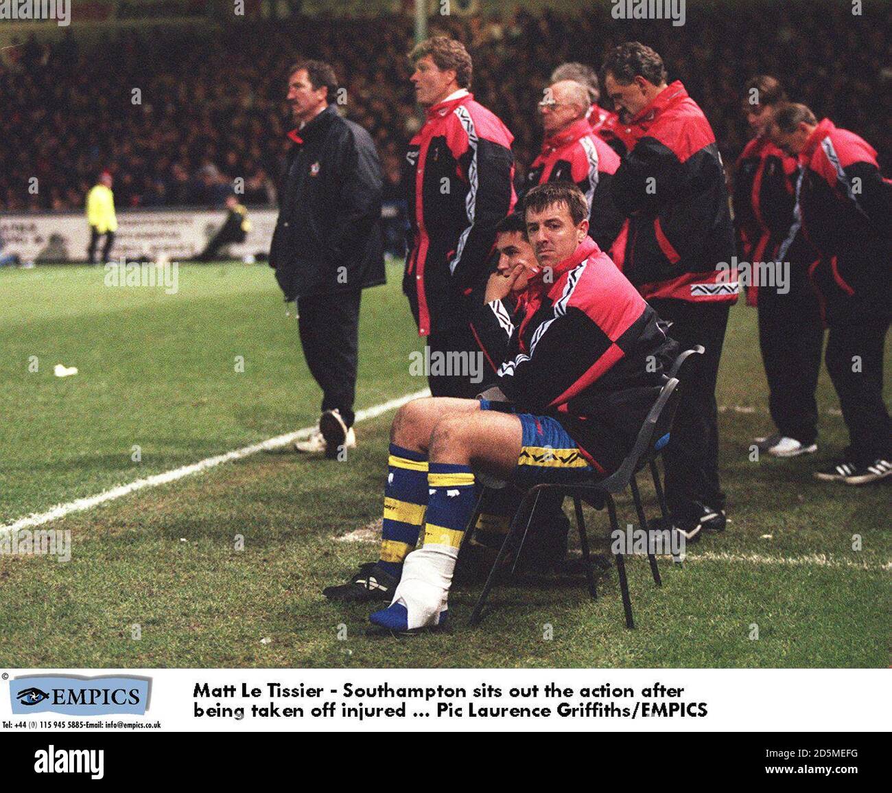 Matthew Le Tissier - Southampton sits out of the action after being taken off injured Stock Photo