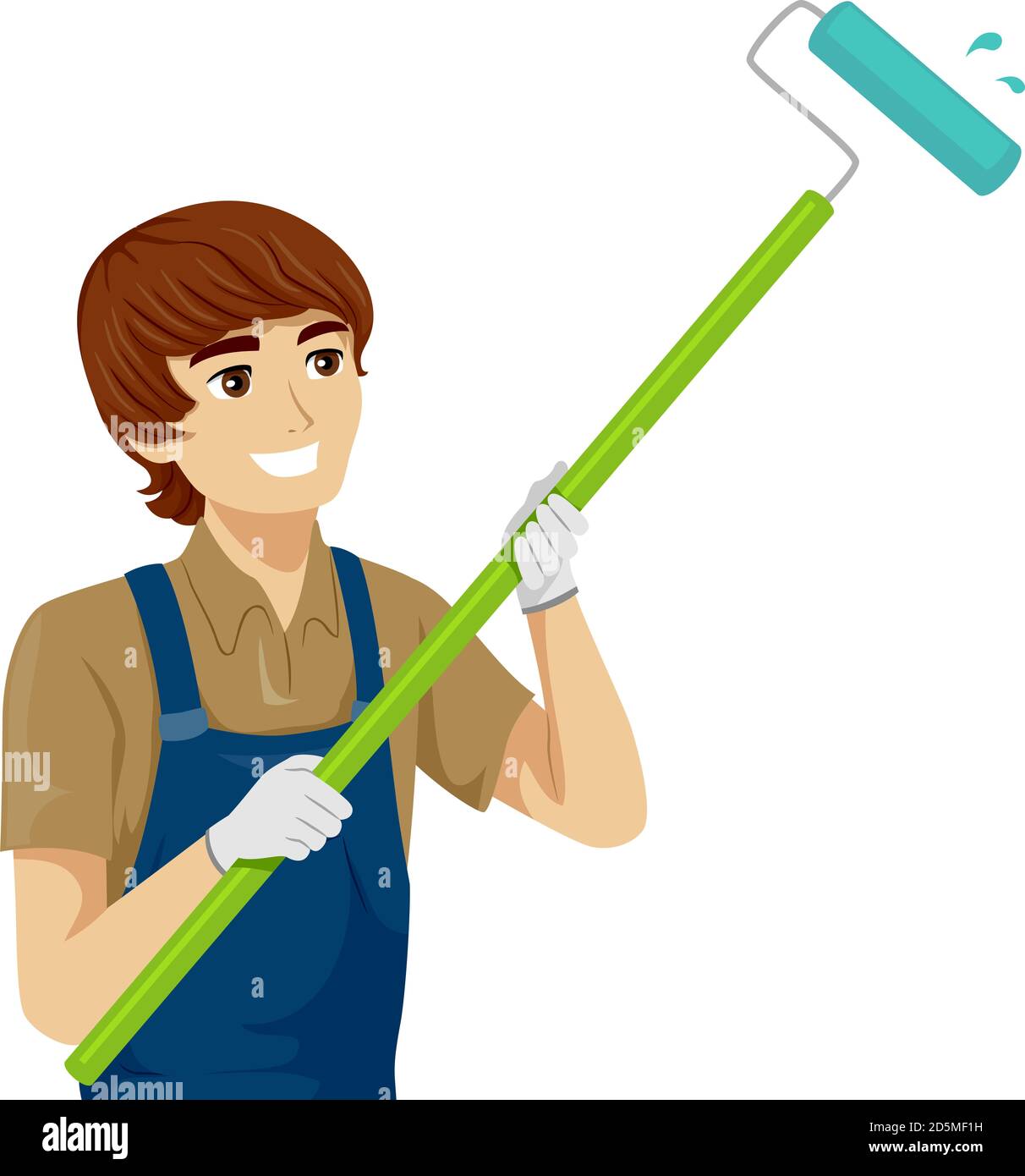 Illustration of a Teenage Guy Wearing Gloves and Using Rollers for