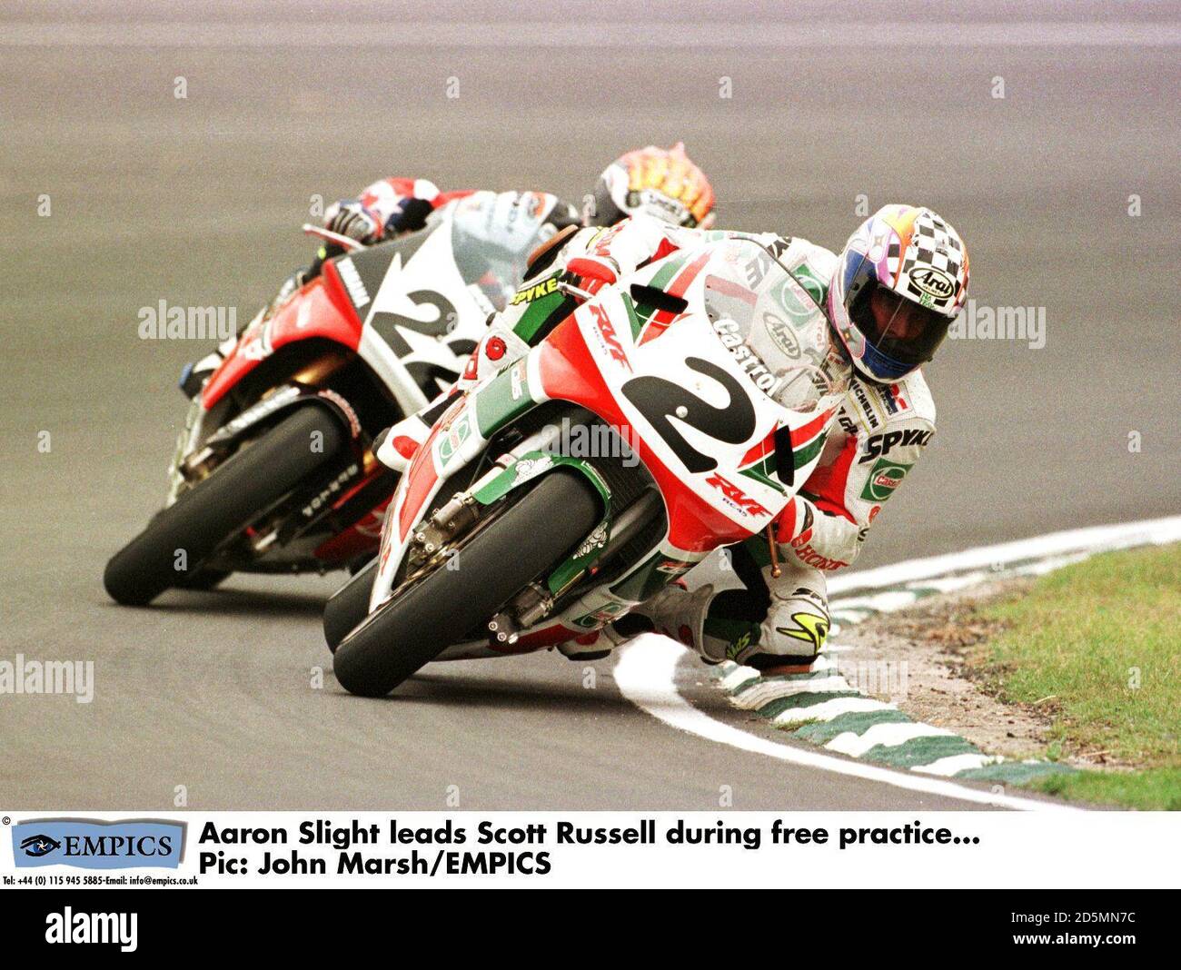 Aaron Slight leads Scott Russell during free practice Stock Photo - Alamy