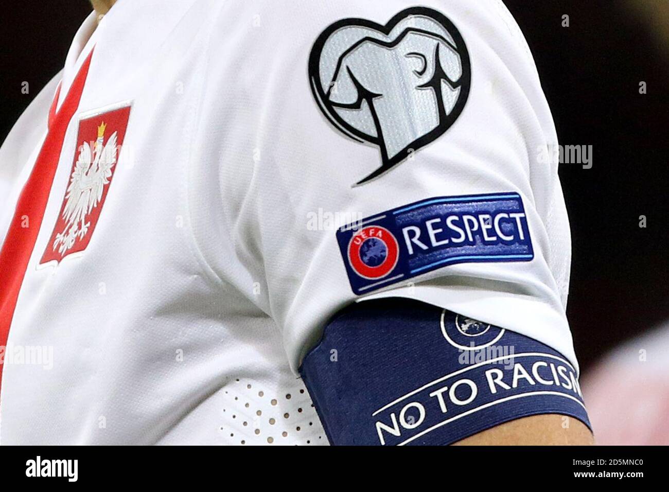 Detail Of The Uefa Euro 16 Badge And Respect Initiative Emblem Above A No To Racism Armband Worn By A Poland Player During The Game Stock Photo Alamy