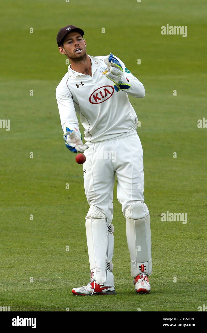 Cricket, wicket keeper in action Stock Photo - Alamy
