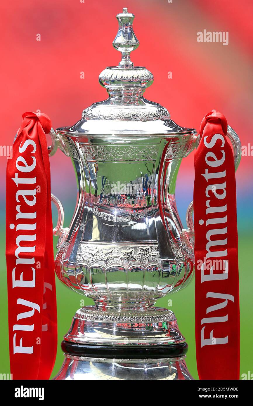 The Emirates FA Cup trophy on display Stock Photo Alamy