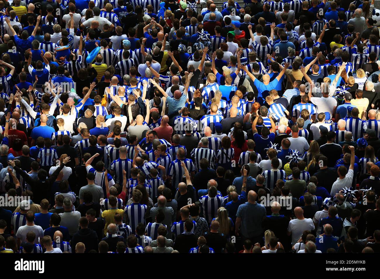 Sheffield Wednesday fans in the stands at Wembley Stadium Stock Photo