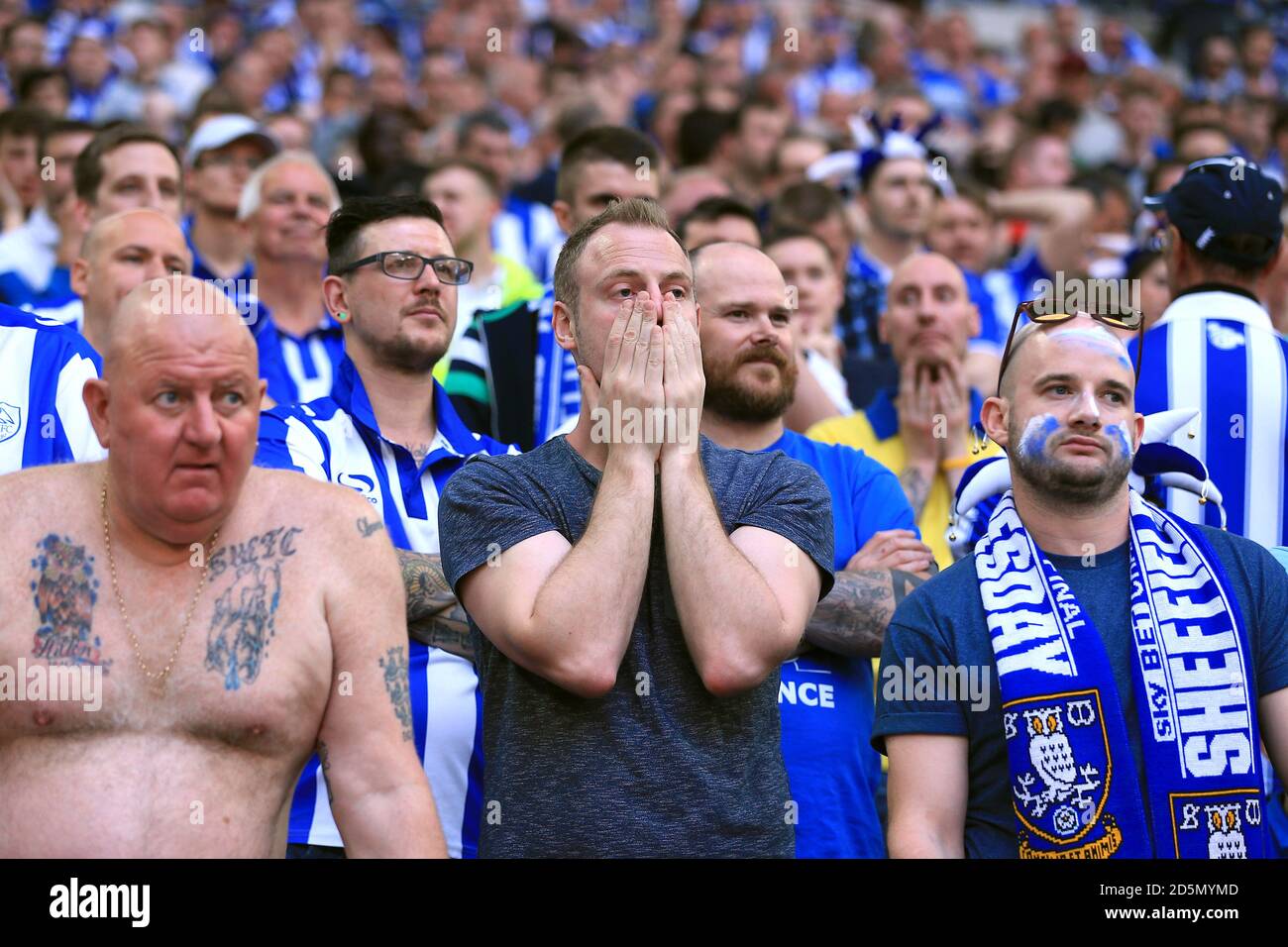 Sheffield Wednesday fans in the stands at Wembley Stadium Stock Photo