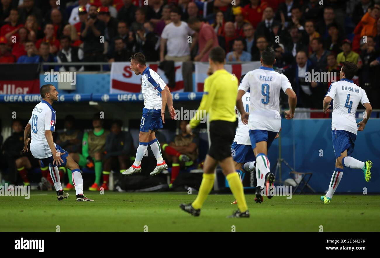 Italy's Emanuele Giaccherini (second from left) celebrates scoring his ...