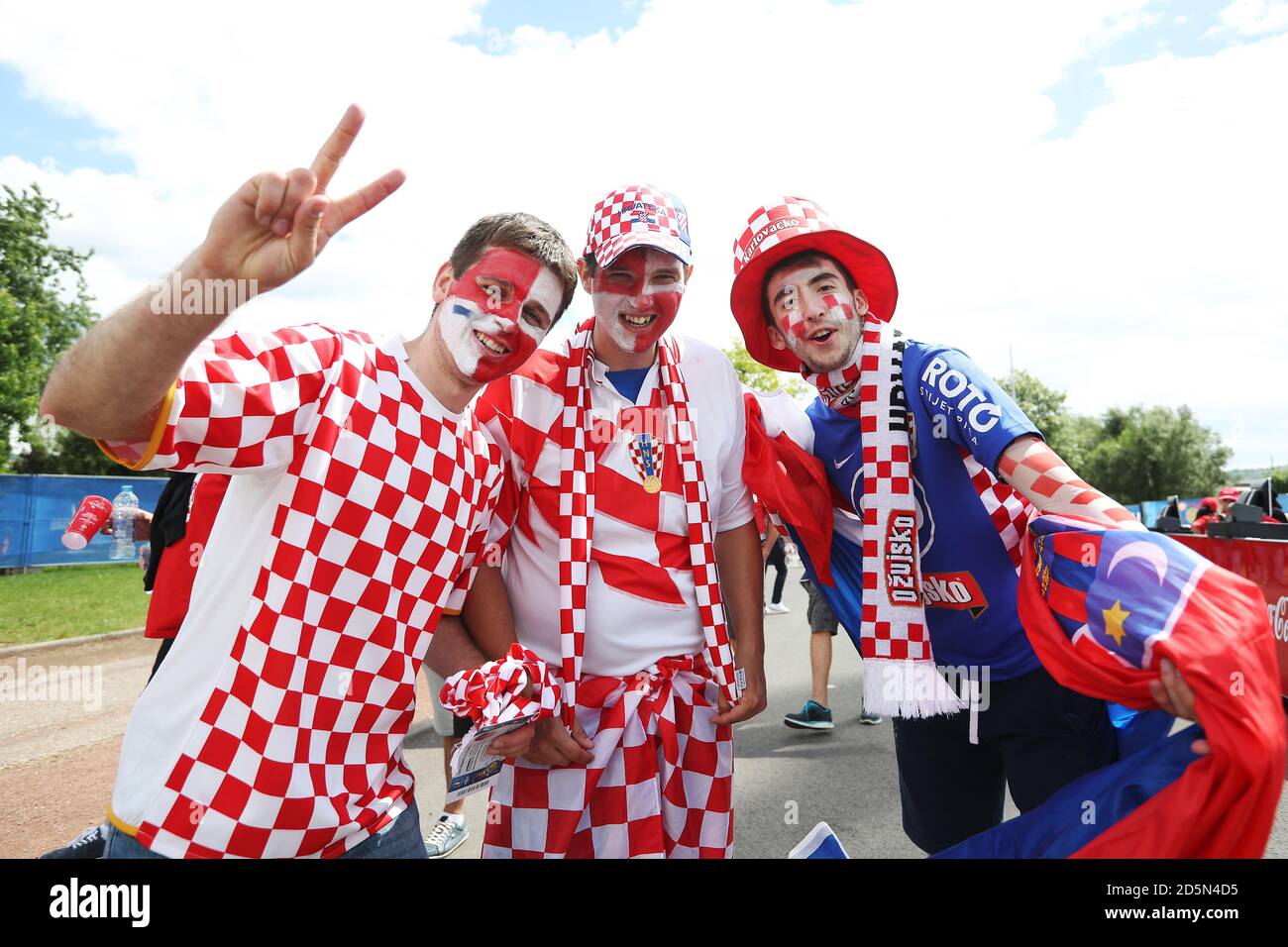 Croatia fans soak up the atmosphere at the Stade Geoffroy Guichard Stock Photo