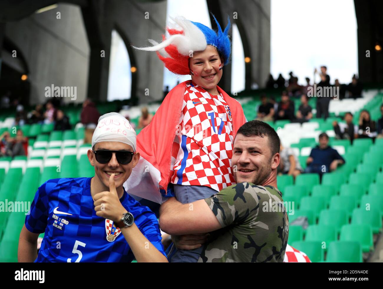 Croatia fans soak up the atmosphere at the Stade Geoffroy Guichard Stock Photo