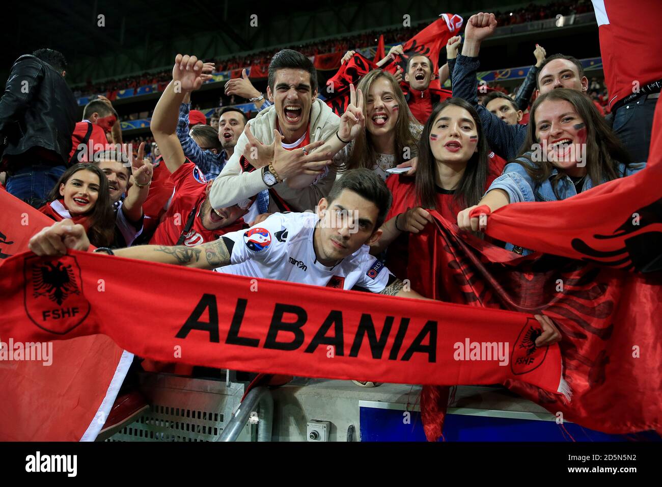 Albania fans celebrate in the stands Stock Photo Alamy