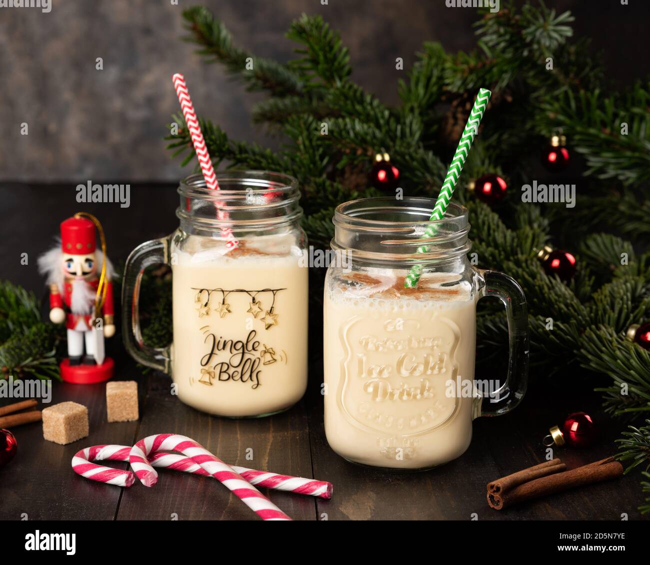 Traditional Christmas drink eggnog into glass mug Stock Photo Alamy