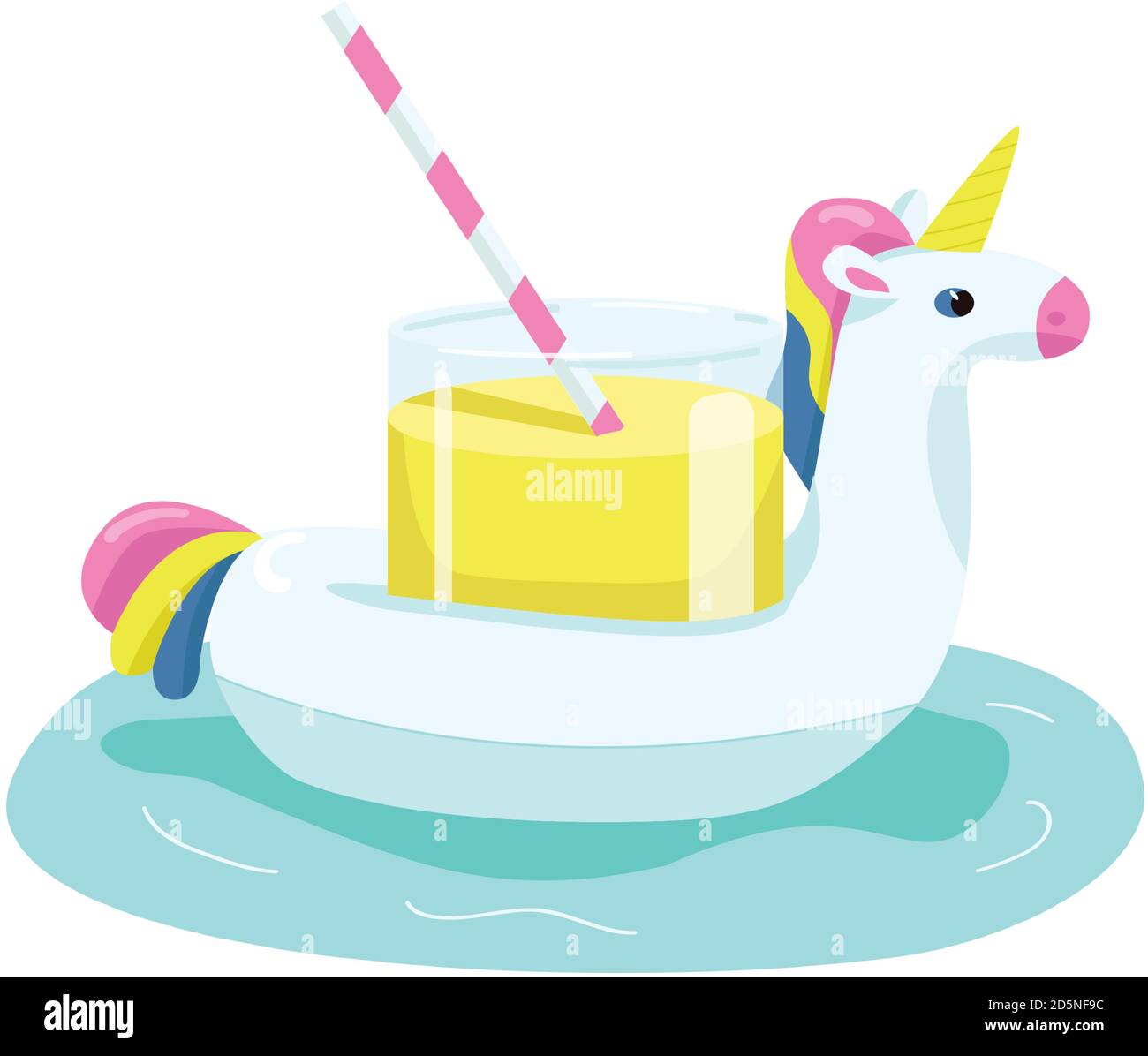 Inflatable unicorn cartoon vector illustration Stock Vector