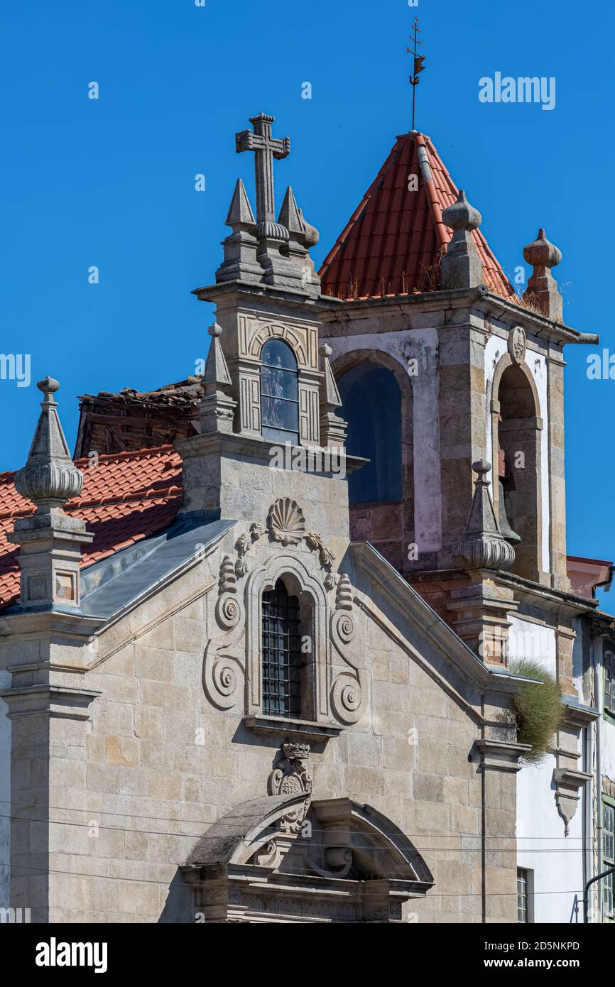 Lamego / Portugal - 07 25 2019 :View of the superior main facade of the Church of Desterro, in downtown Lamego Stock Photo