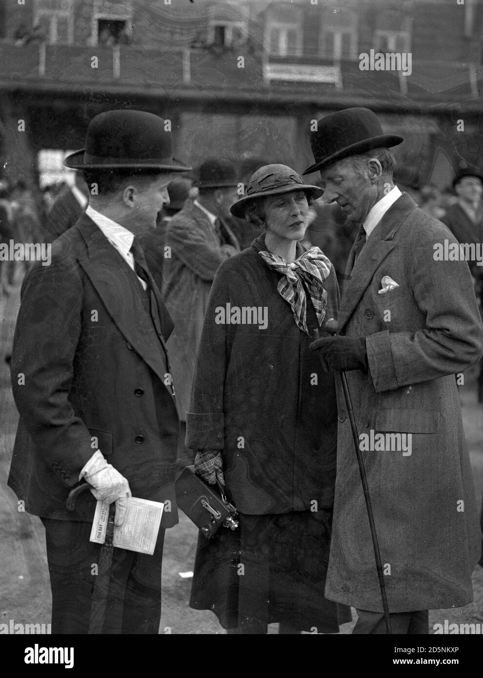 Lord Londonderry (r) with friends on the Aintree Racecourse. Stock Photo