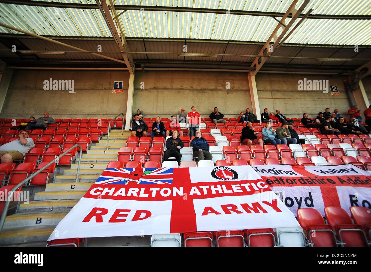 Charlton Athletic fans in the stands at the LCI Rail Stadium Stock Photo