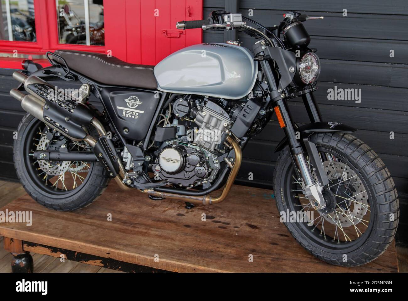 Bordeaux , Aquitaine / France - 10 01 2020 : SWM Motorcycle Manufacturer  side view ACE OF SPADES 125 Stock Photo - Alamy
