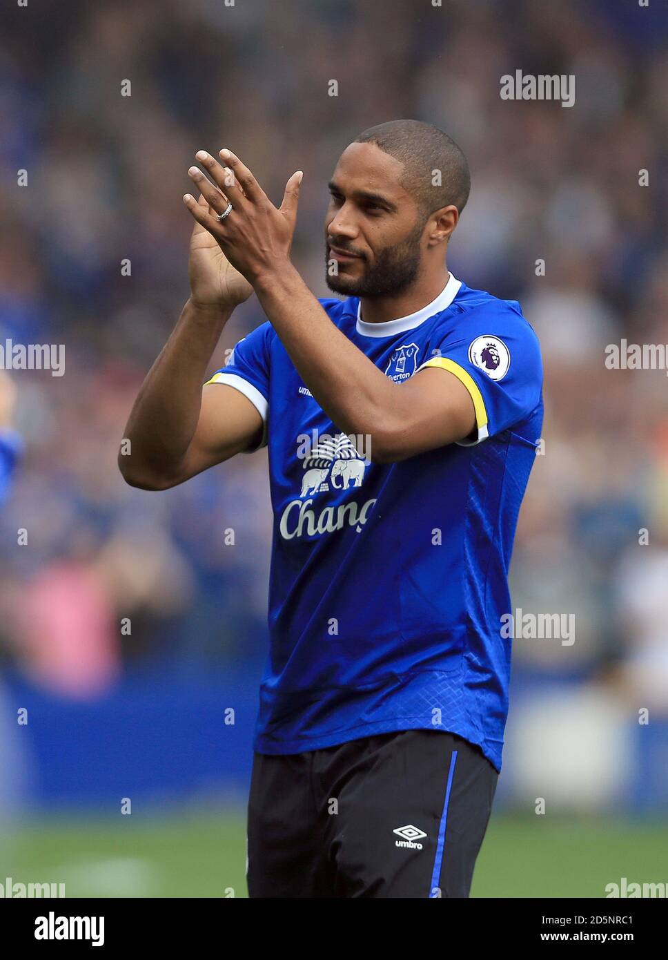 Everton's new signing Ashley Williams is introduced to the Goodison Park crowd before the Barclays Premier League game between Everton and Tottenham Hotspur. Stock Photo