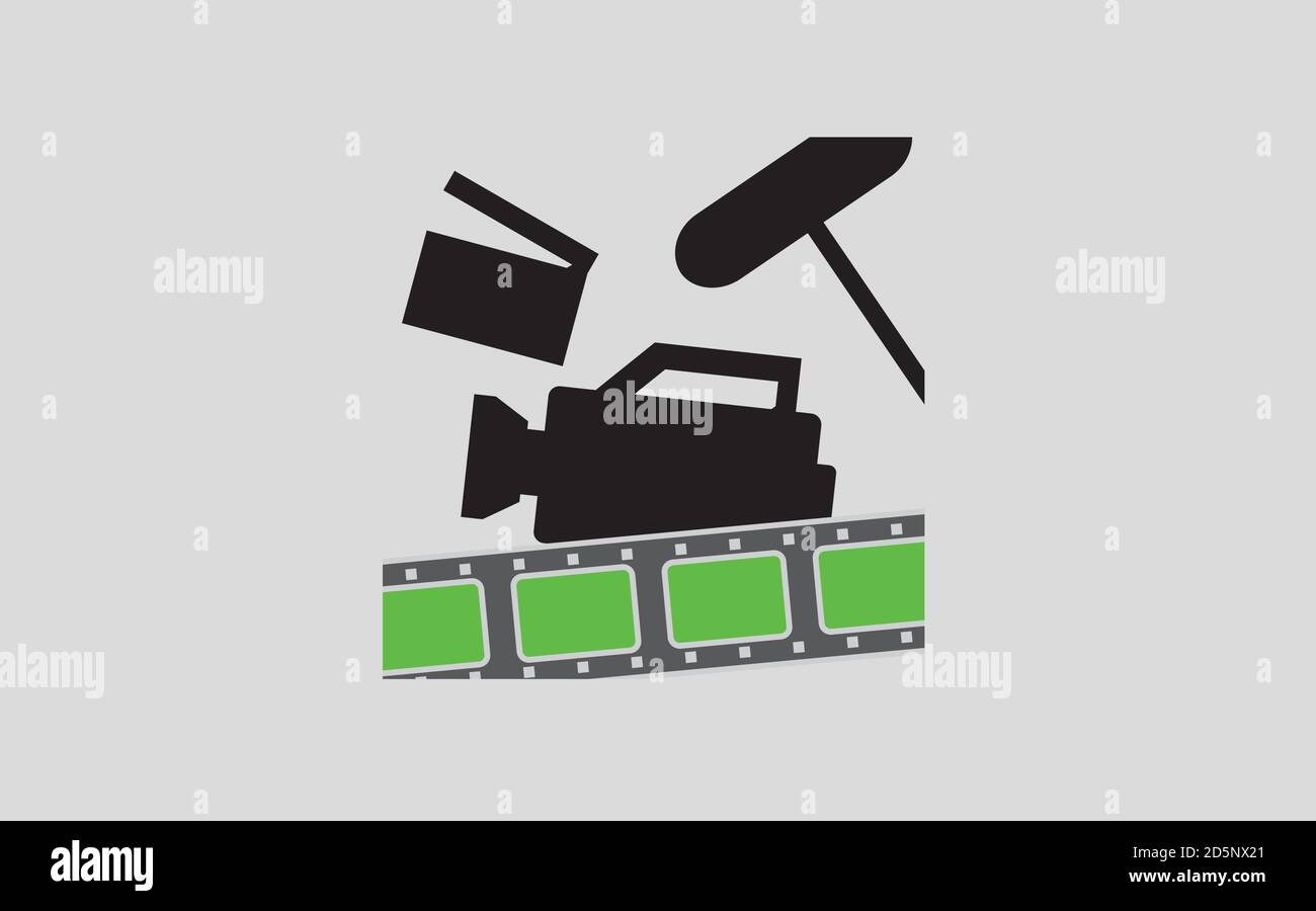 Studio icon with Greenscreen film strip, boompole, camera and film-cracker - Good for Windows/Linux Folders and Shortcuts Stock Vector