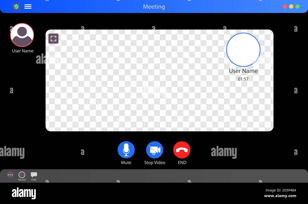 Zoom Interface Mockup. Video Call Interface Vector Illustration. Meeting App Interface Concept With Transparent Background. Video Conference Stock Vector