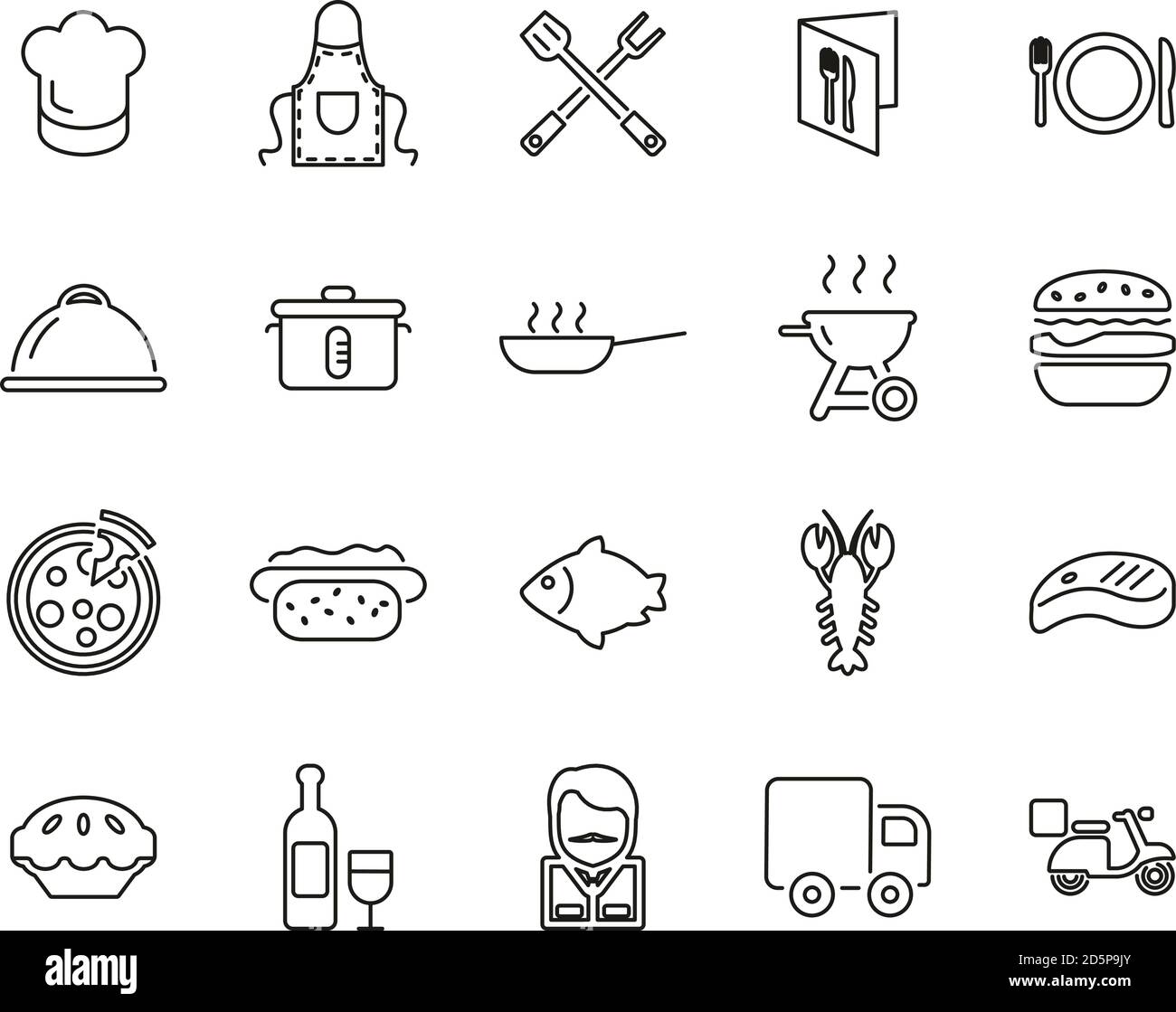 Catering Business Icons Thin Line Set Big Stock Vector Image & Art - Alamy