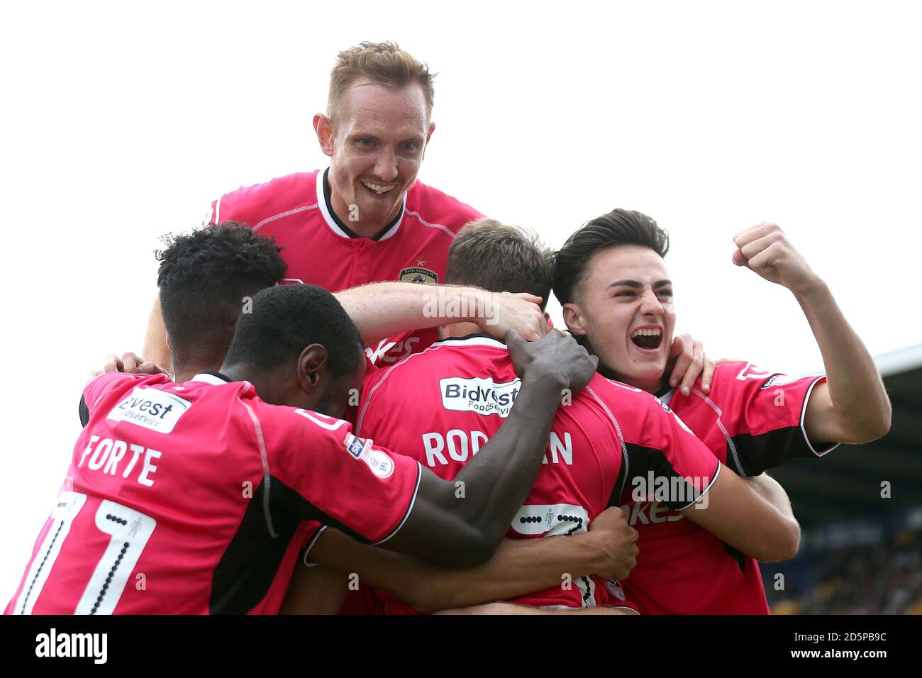 Notts County's Alex Rodman (hidden) celebrates with teammates after ...
