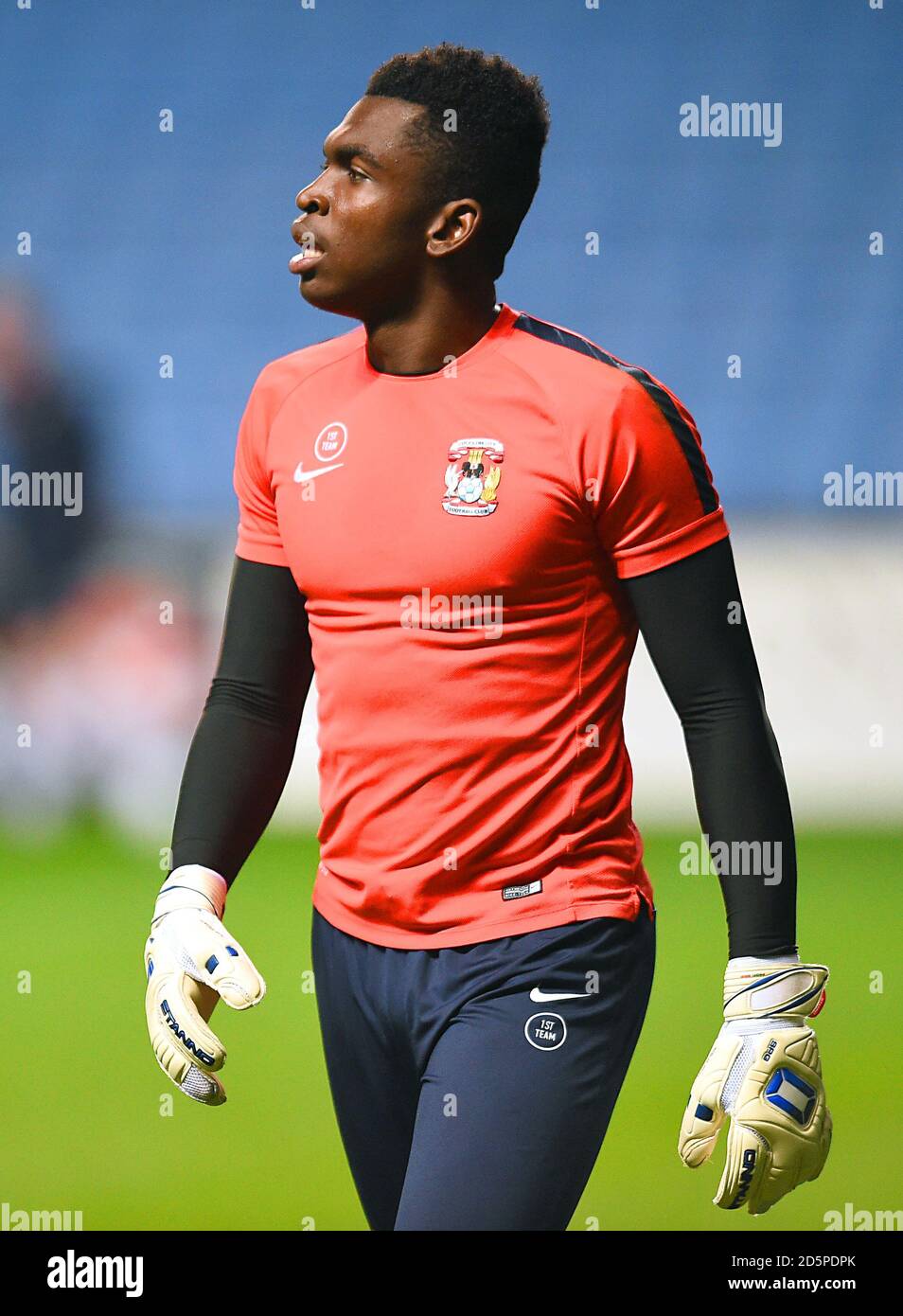 Coventry City goalkeeper Reice Charles-Cook warming up prior to the match.  Stock Photo