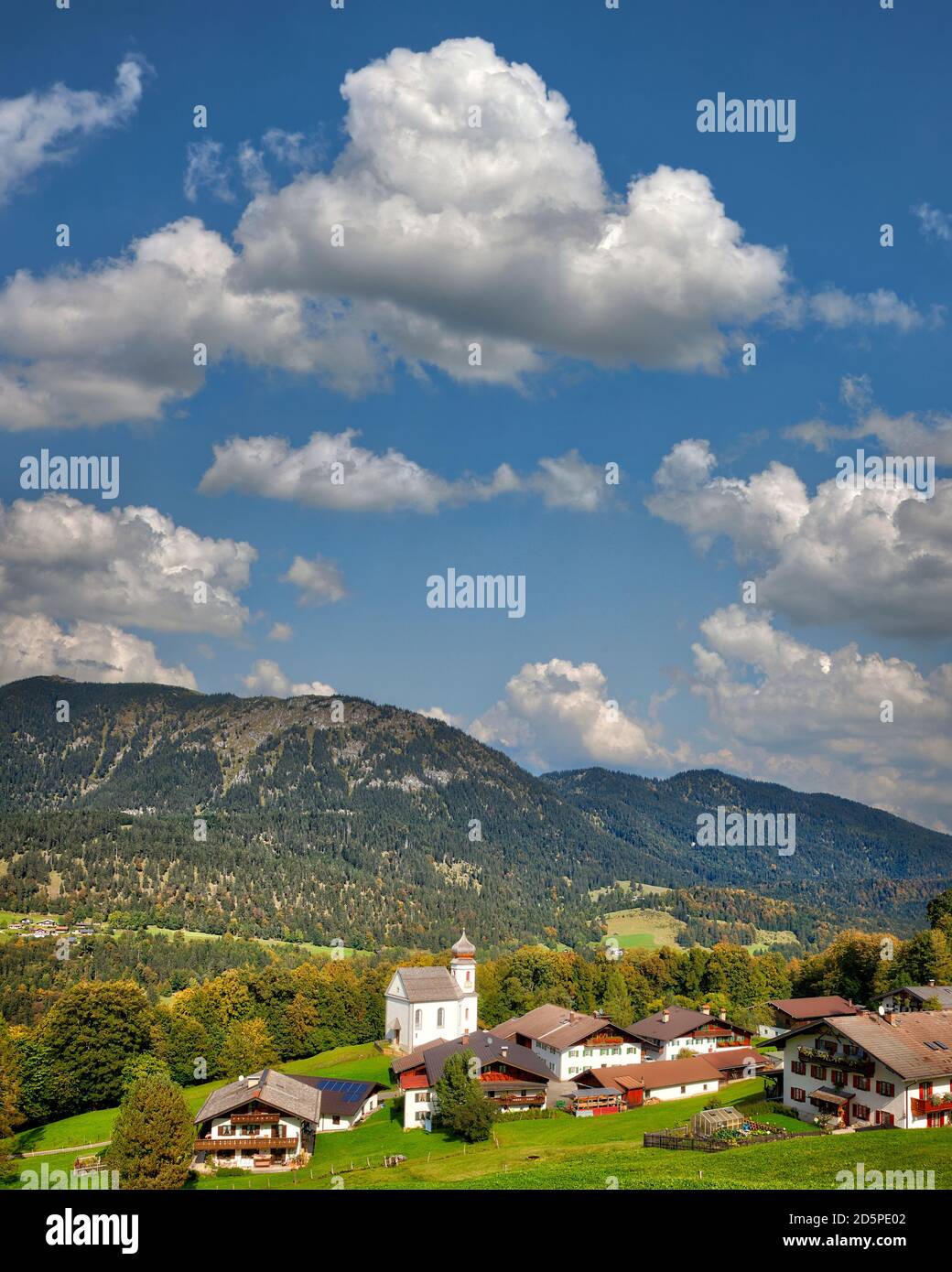 DE - BAVARIA: Picturesque village of Wamberg (1,000 metres above sea level) near Garmisch-Partenkirchen  (HDR-Image) Stock Photo