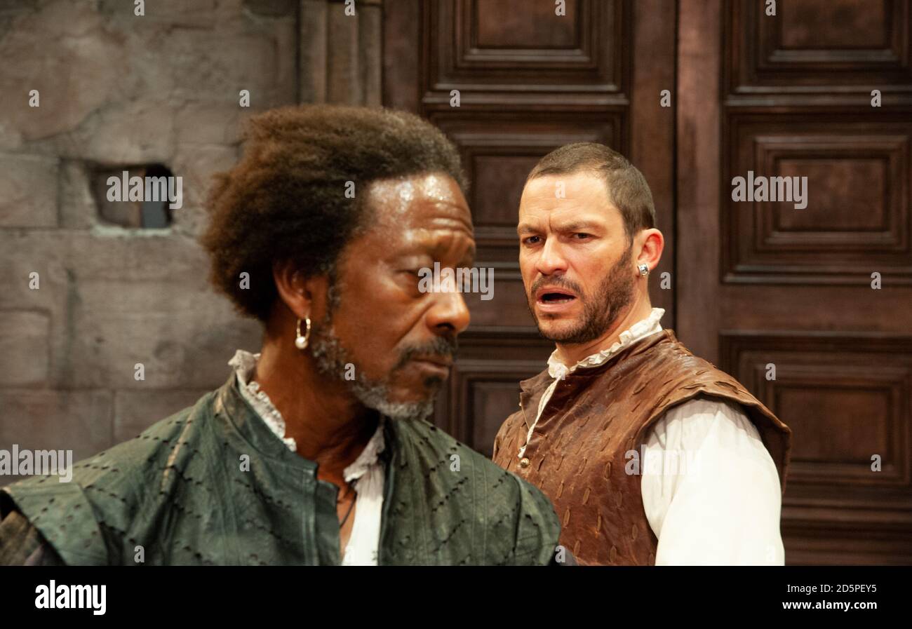 l-r: Clarke Peters (Othello), Dominic West (Iago) in OTHELLO by Shakespeare at the Crucible Theatre, Sheffield, England  20/09/2011  design: Morgan Large lighting: Lucy Carter director: Daniel Evans Stock Photo