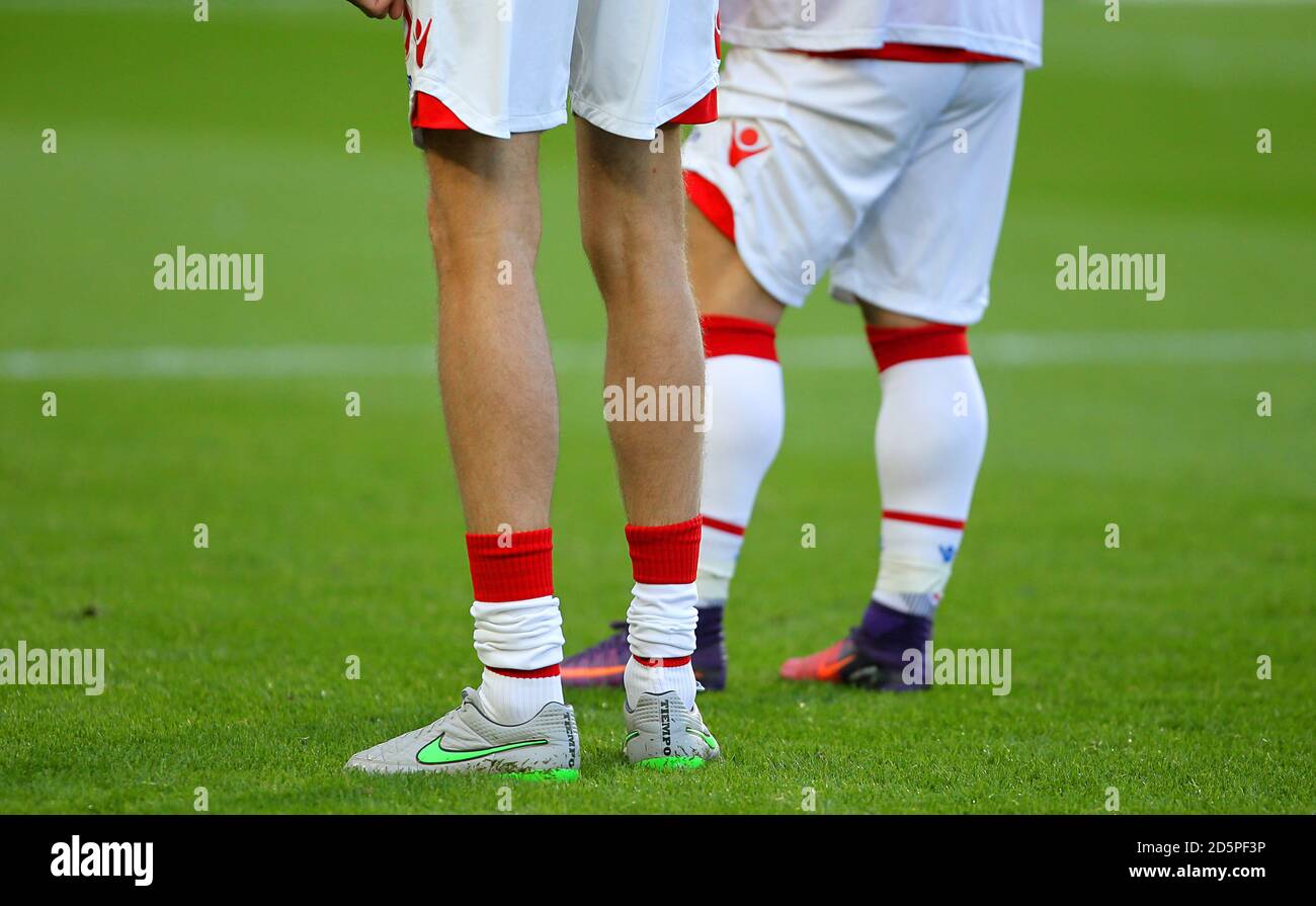 Detail of the legs and feet of Stoke City's Peter Crouch and Xherdan Shaqiri  Stock Photo - Alamy