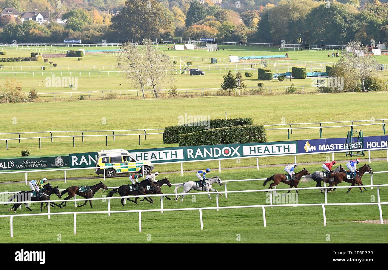 Cheltenham Racesourse Sign A general view of Randox Health branding and signage at Cheltenham ...