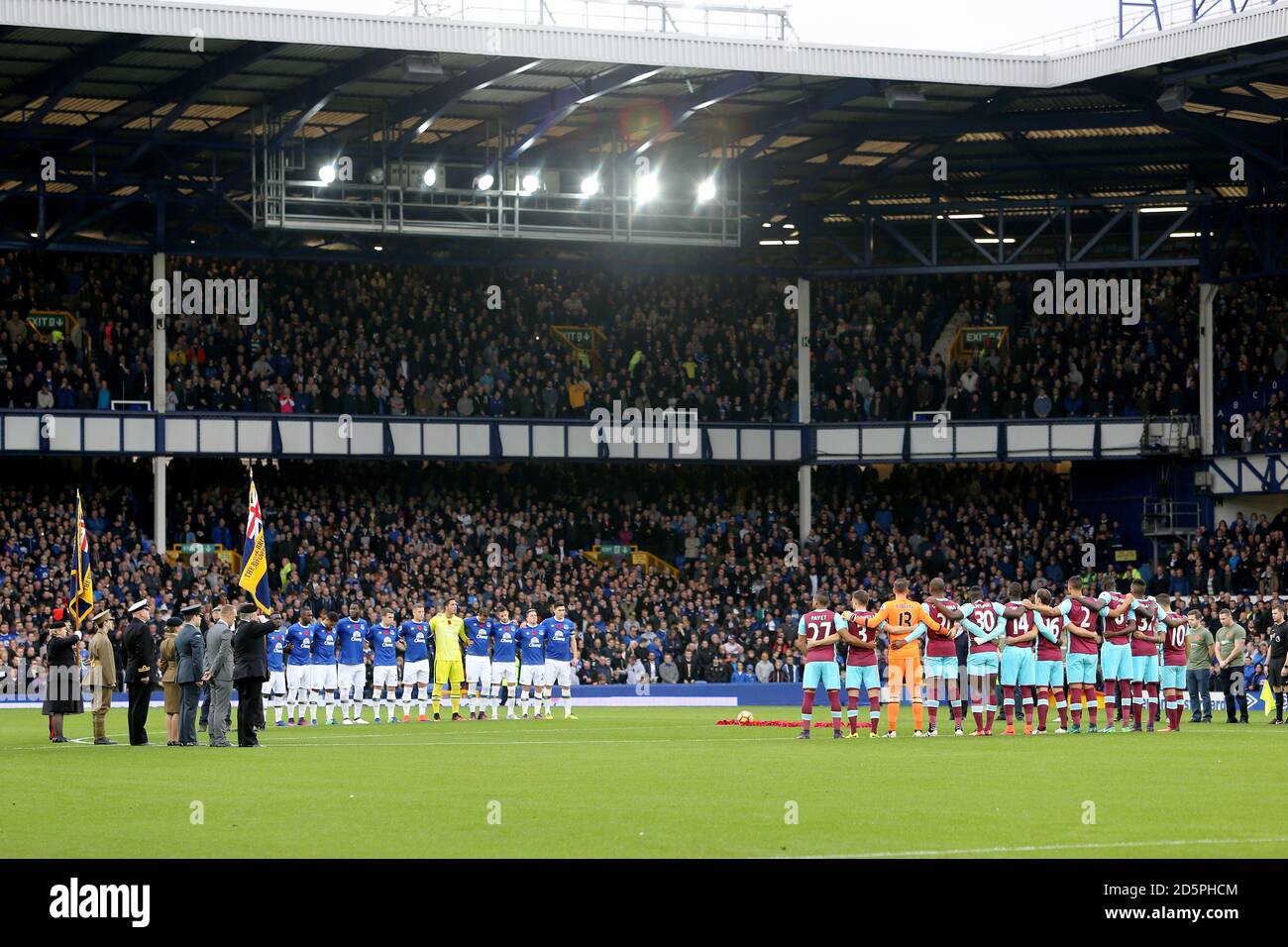 A minutes silence at Goodison Park ahead of kick off  Stock Photo
