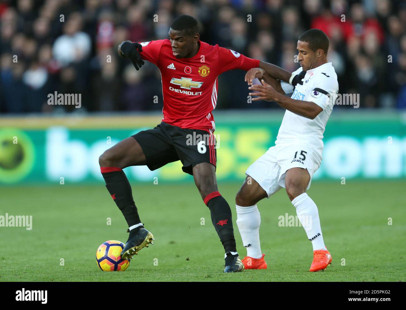 Wayne Routleg Swansea City's Wayne Routledge and Manchester United's Paul Pogba Stock ...