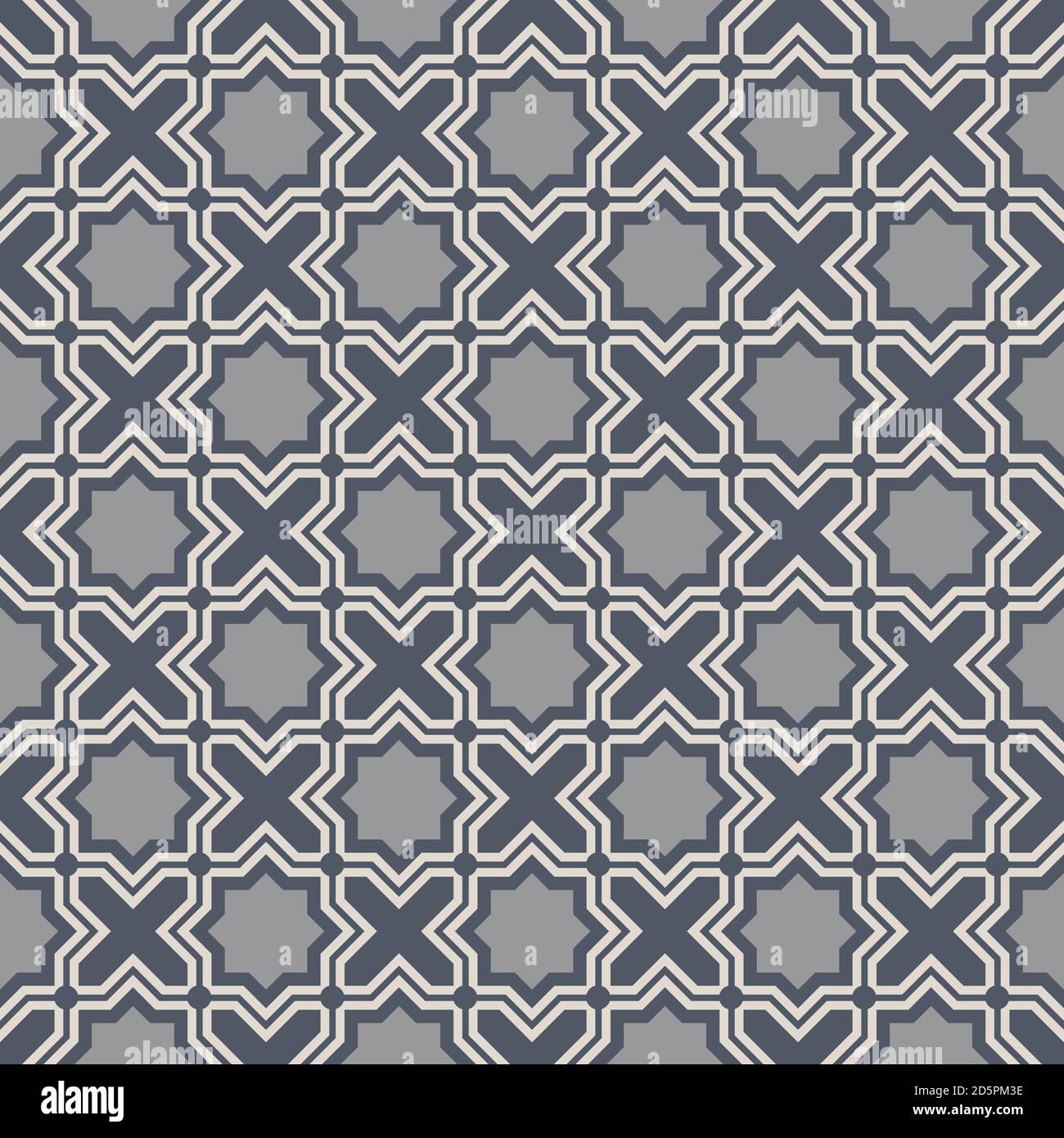 Tangled modern pattern, based on traditional oriental arabic geometric repeat patterns. Seamless vector background. Plain neutral natural colors - eas Stock Vector