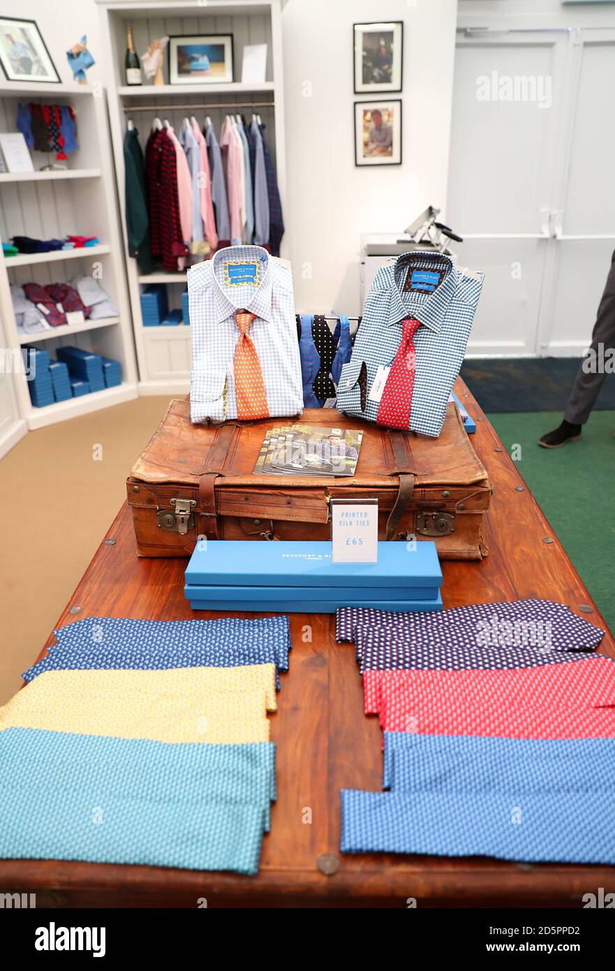 Ties on sale in the Shopping Village at Cheltenham Racecourse Stock